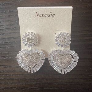 NEW Natasha Silver Heart Earrings